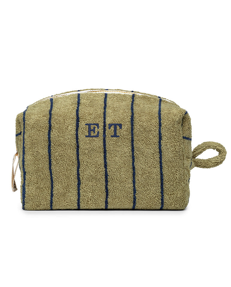 Trousse de toilette à rayures | Vert Calavon / Bleu