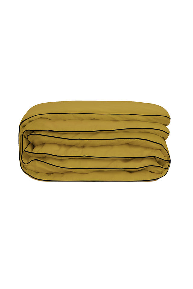 Housse de couette Percale de coton | Vert Bronze Liseré Noir