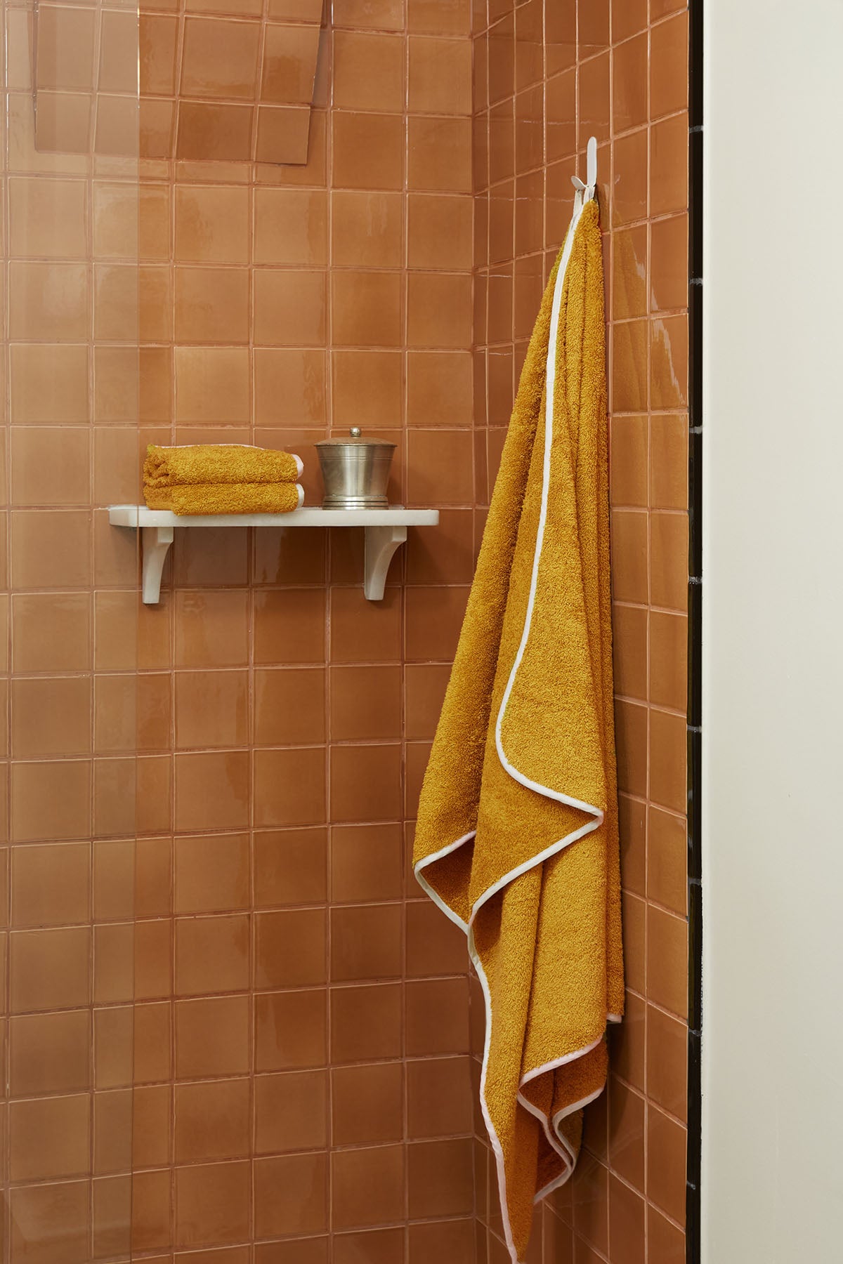 Serviette de bain | Moutarde Liseré Blanc