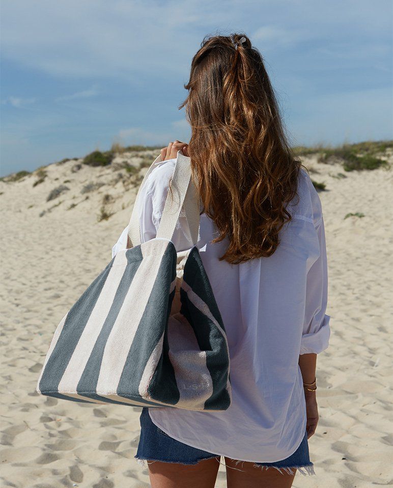 Cabas de plage | Gris / Crème