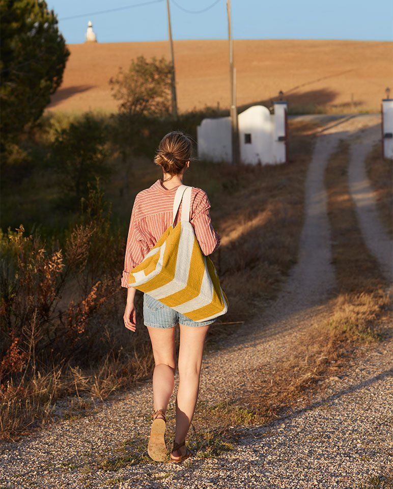 Cabas de plage | Jaune Gold / Crème