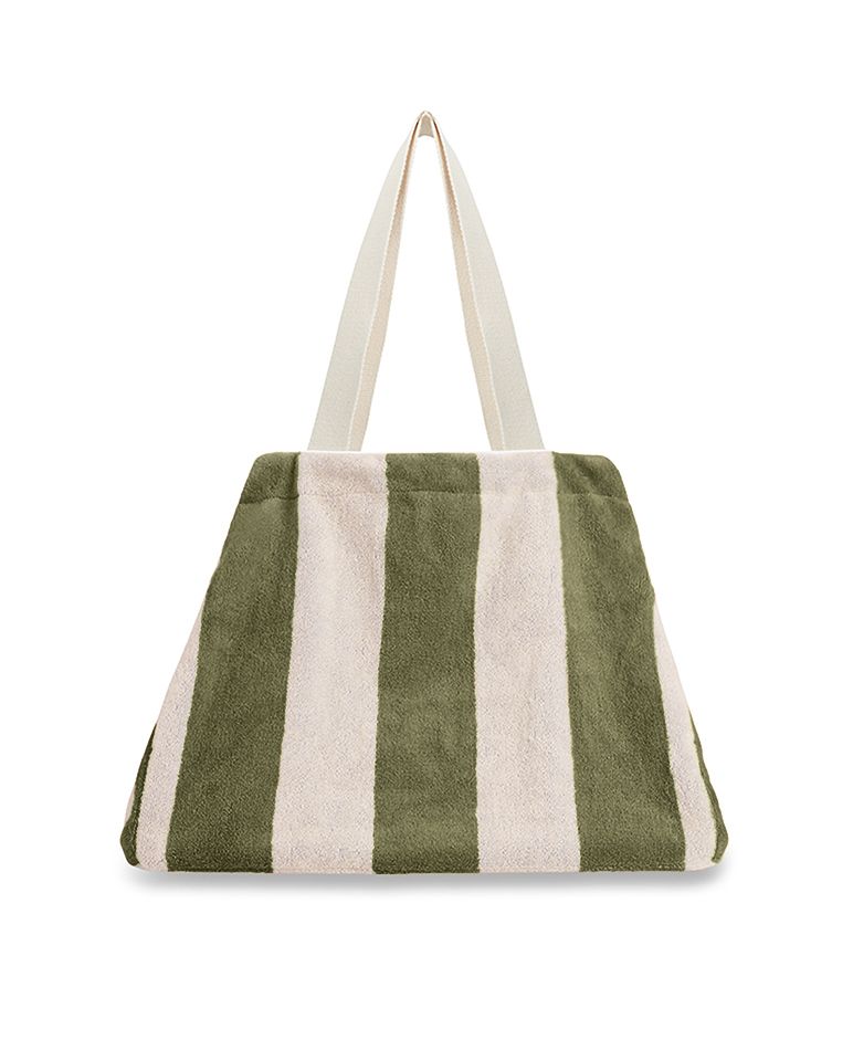 Beach Tote | Olive Green / Cream