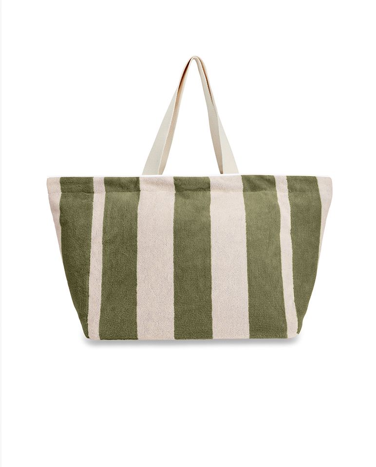 Cabas de plage | Vert Olive / Crème