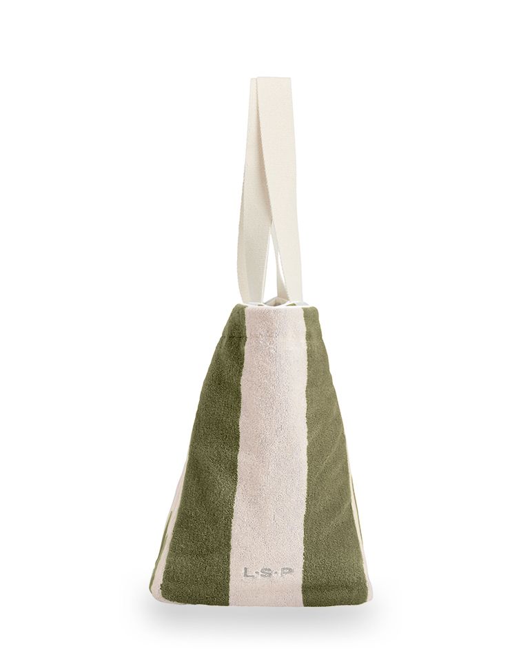 Cabas de plage | Vert Olive / Crème