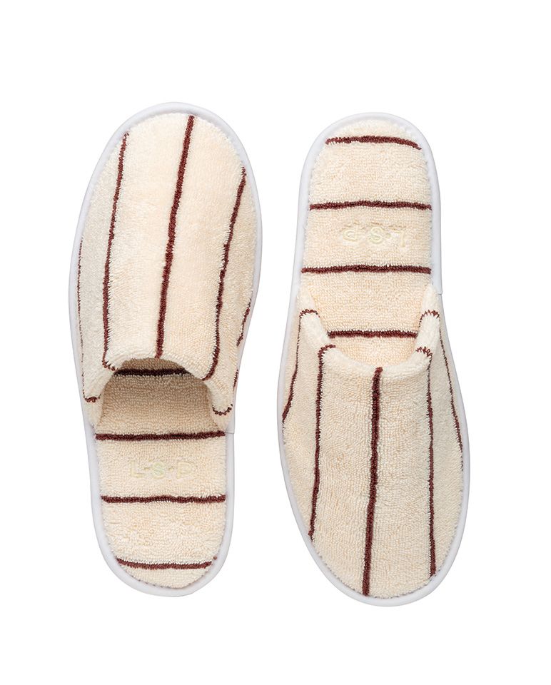 Chaussons à rayures | Beige Arbois / Chocolat