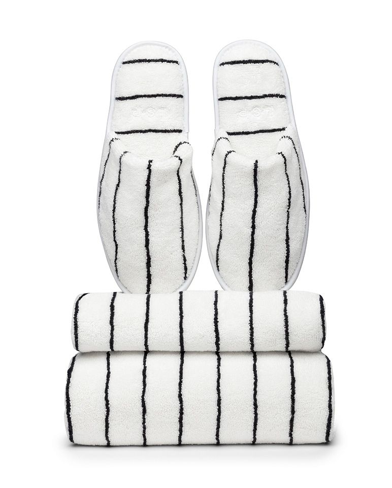 Chaussons à rayures | Blanc Lutèce / Noir