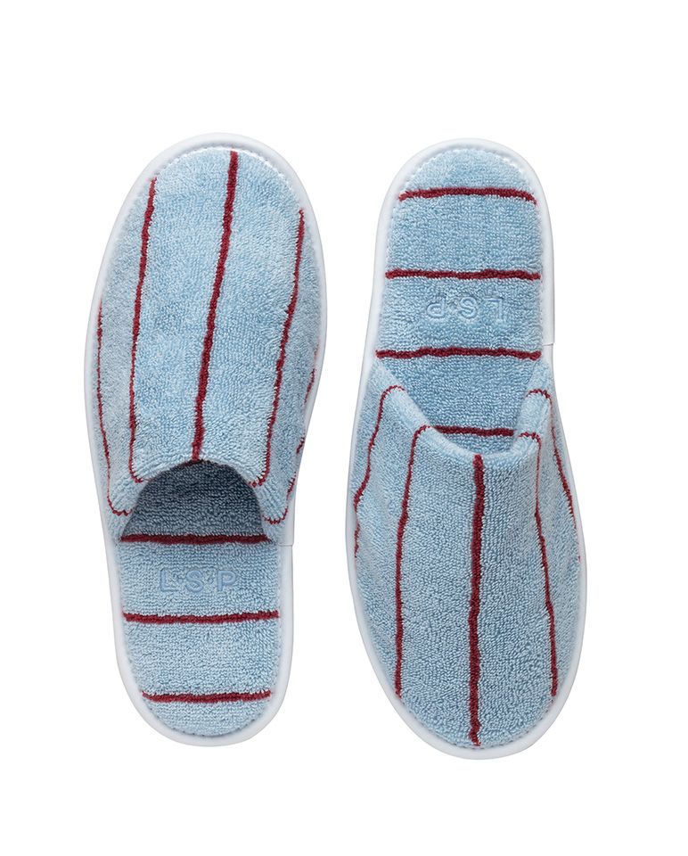Chaussons à rayures | Bleu Égée / Bordeaux