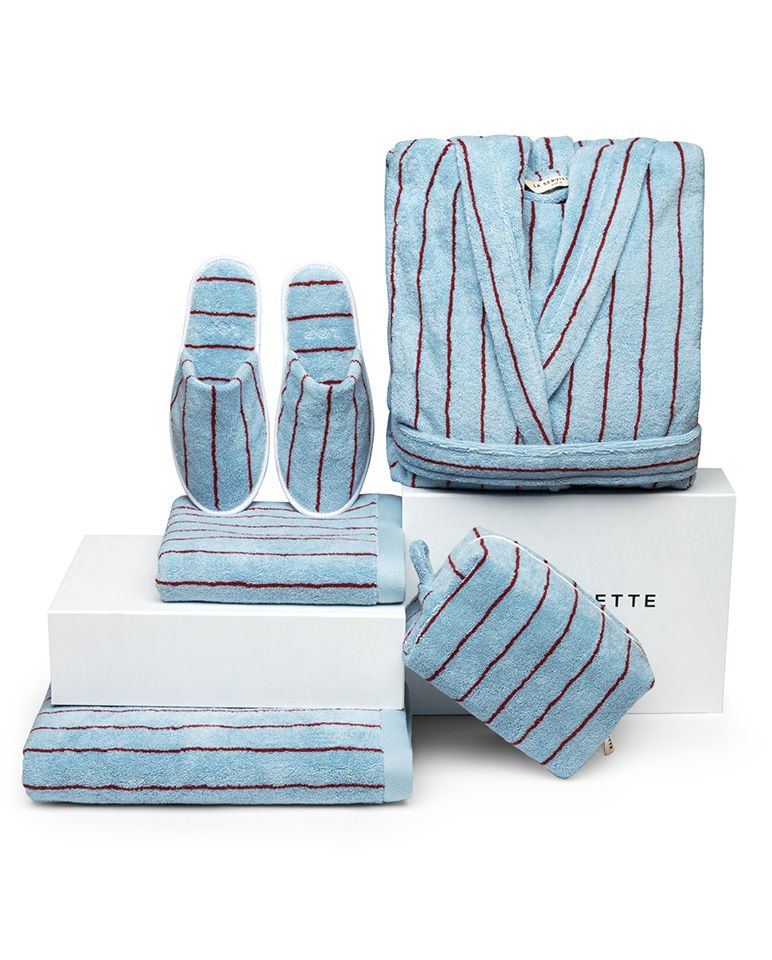 Chaussons à rayures | Bleu Égée / Bordeaux