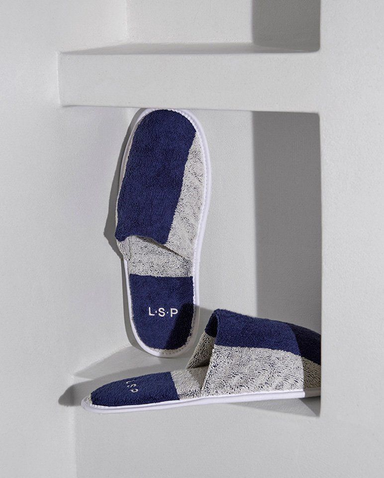 Chaussons en éponge | Bleu Océan / Crème