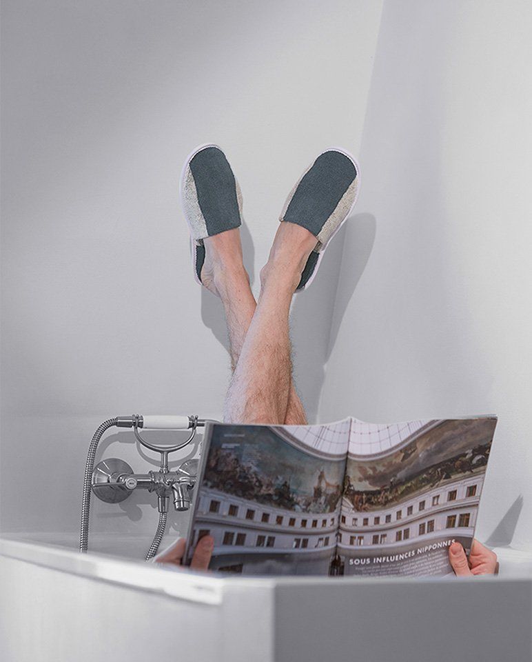 Chaussons en éponge | Gris / Crème