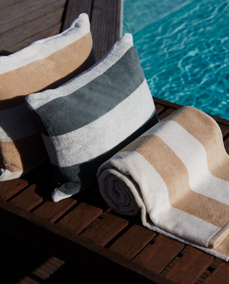 Coussin de plage | Gris / Crème