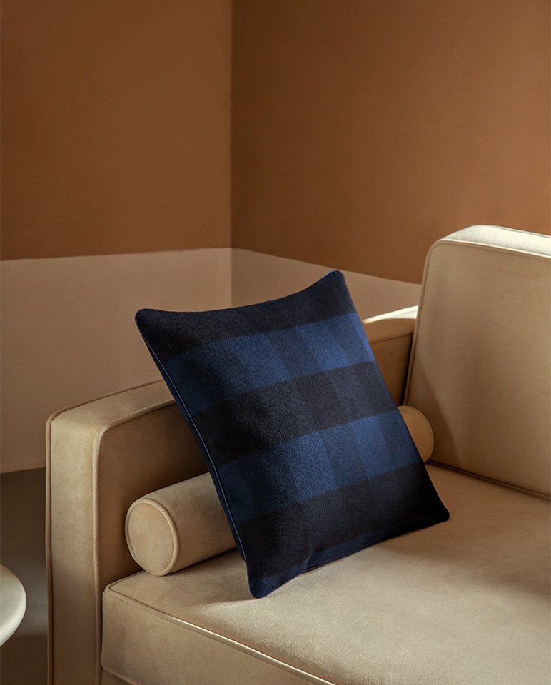 Coussin Grands Carreaux | Bleu Nuit