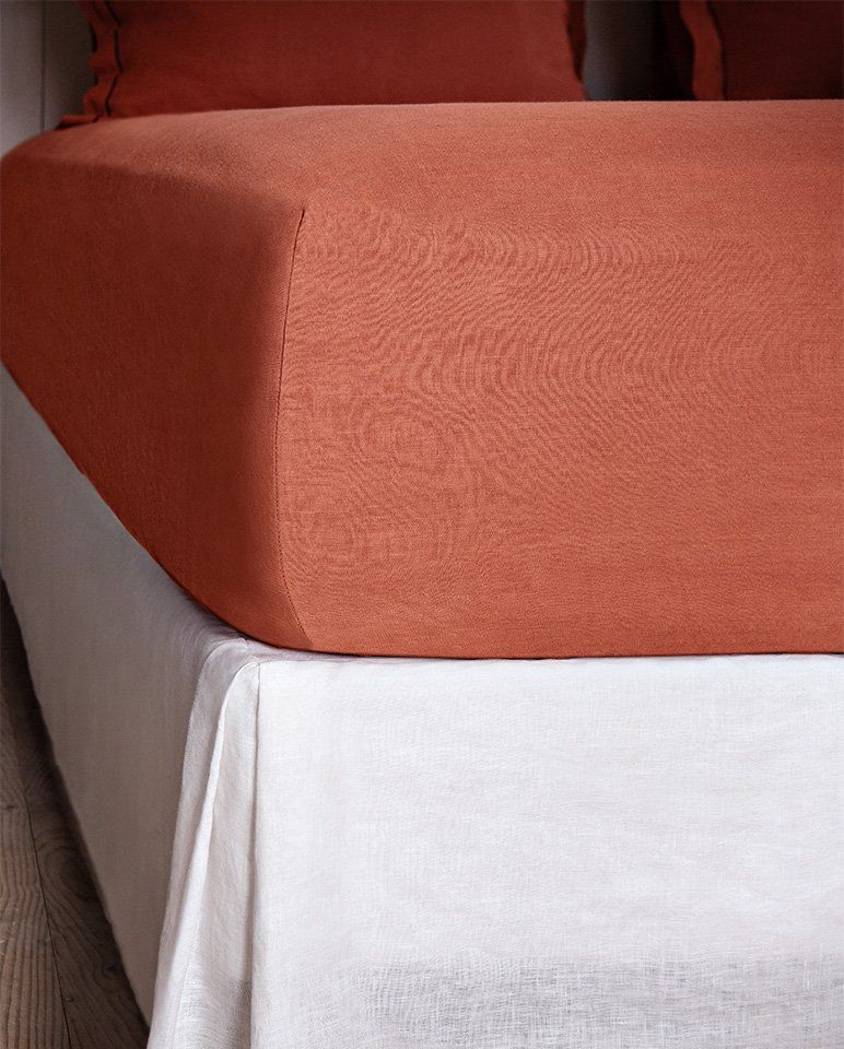 Drap housse en lin | Terracotta