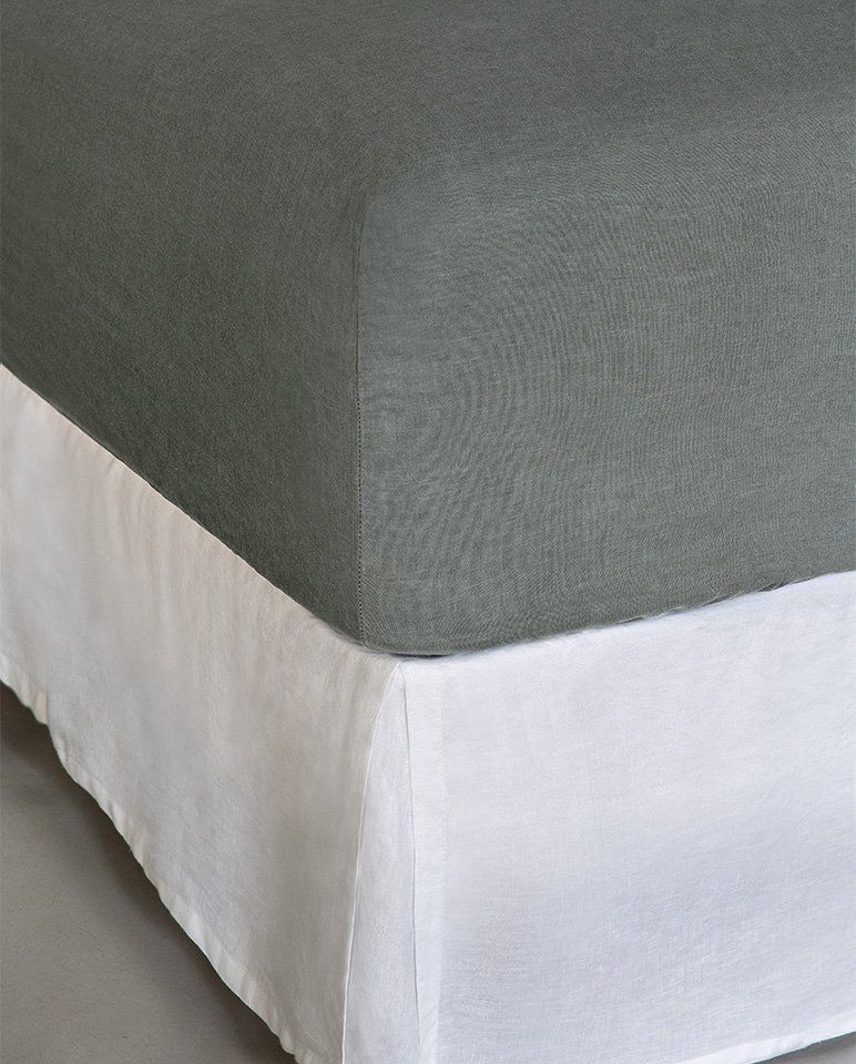 Drap housse en lin | Gris Laurier