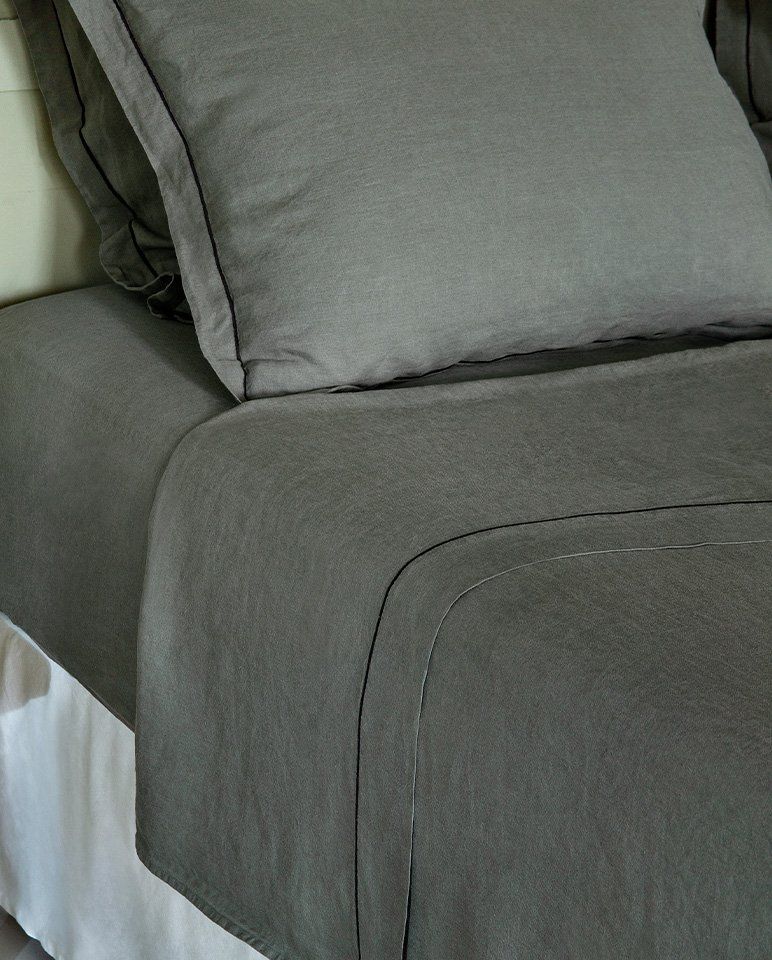Drap housse en lin | Gris Laurier