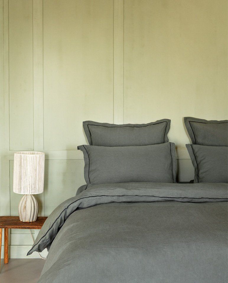 Drap housse en lin | Gris Laurier