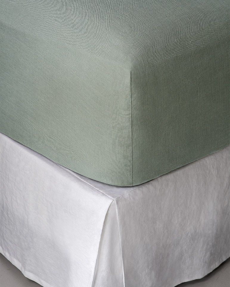Drap housse en lin | Vert Sauge