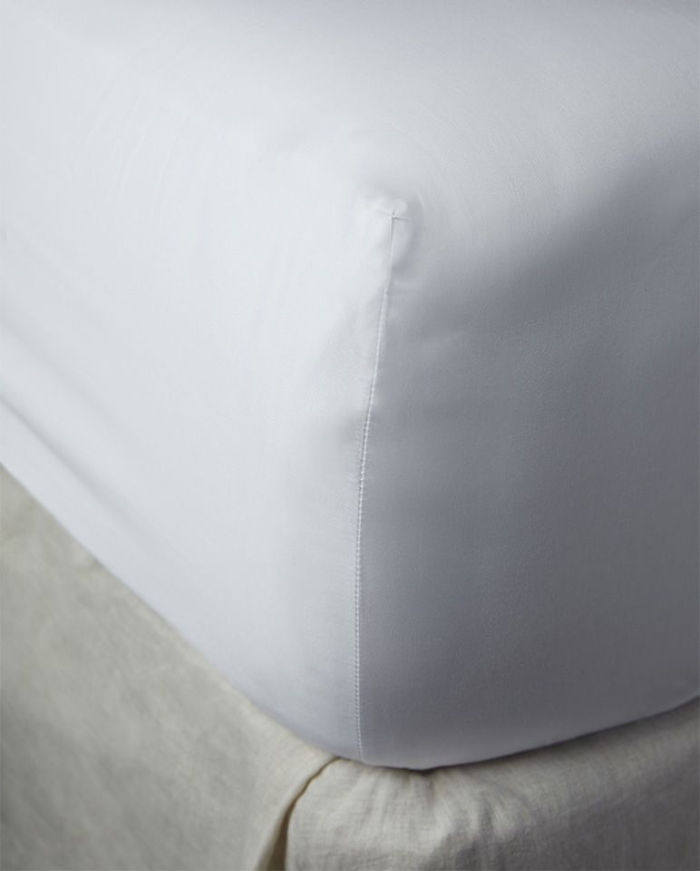 Drap housse en satin | Blanc