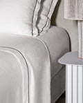 Drap plat en lin | Blanc Bourdon Noir