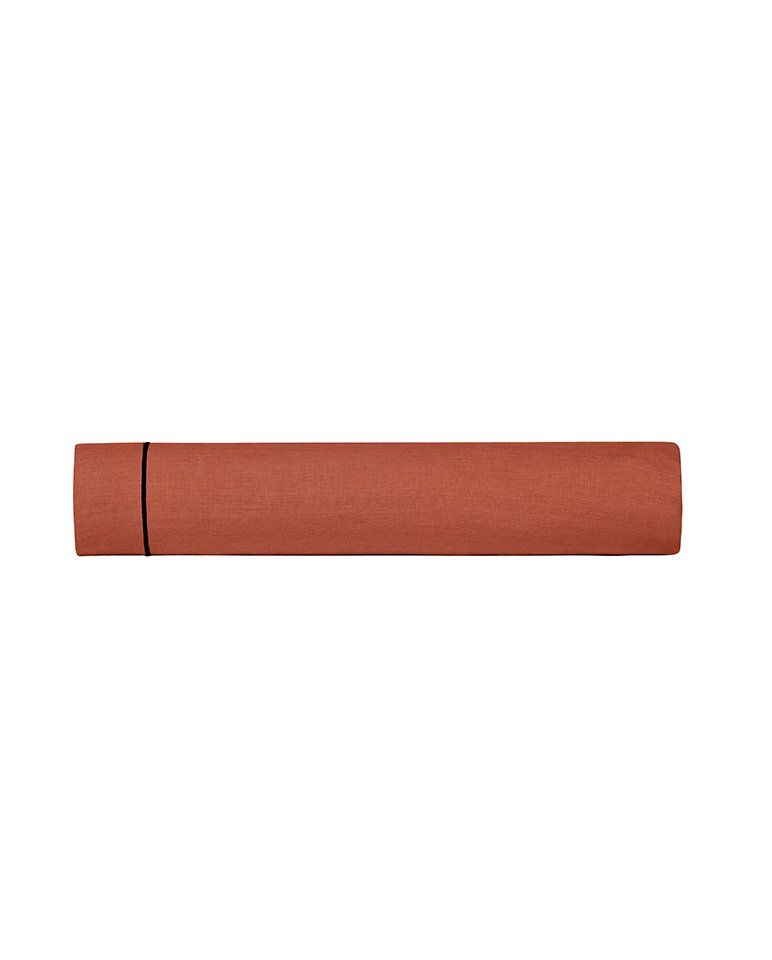 Drap plat en lin | Terracotta Bourdon Noir