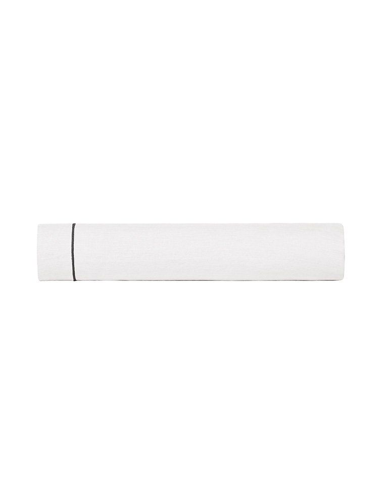 Drap plat en lin | Blanc Bourdon Noir