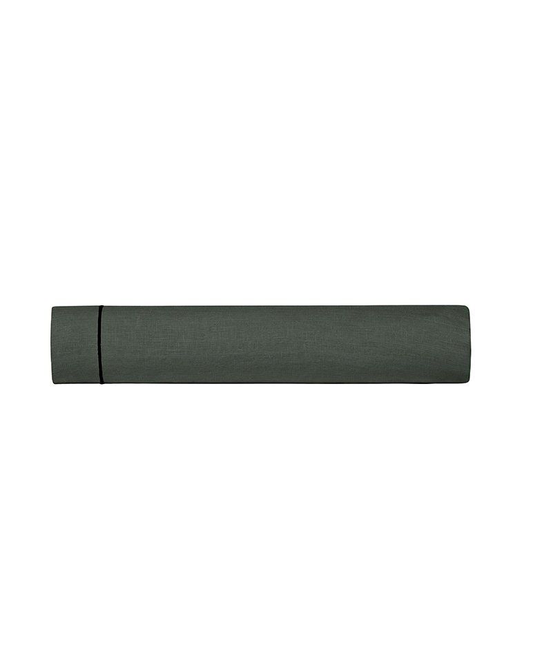 Drap plat en lin | Gris Laurier Bourdon Noir