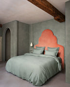 Linen Flat Sheet | Sage Green Black Bourdon