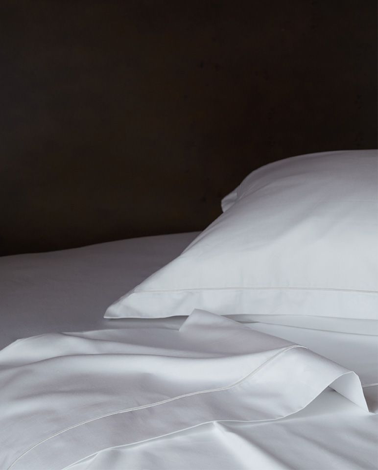 Drap plat en satin | Blanc Bourdon Blanc
