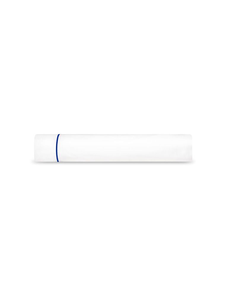 Drap plat en satin | Blanc Bourdon Bleu Cobalt
