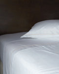 Flat satin sheet | Ecru Bourdon White