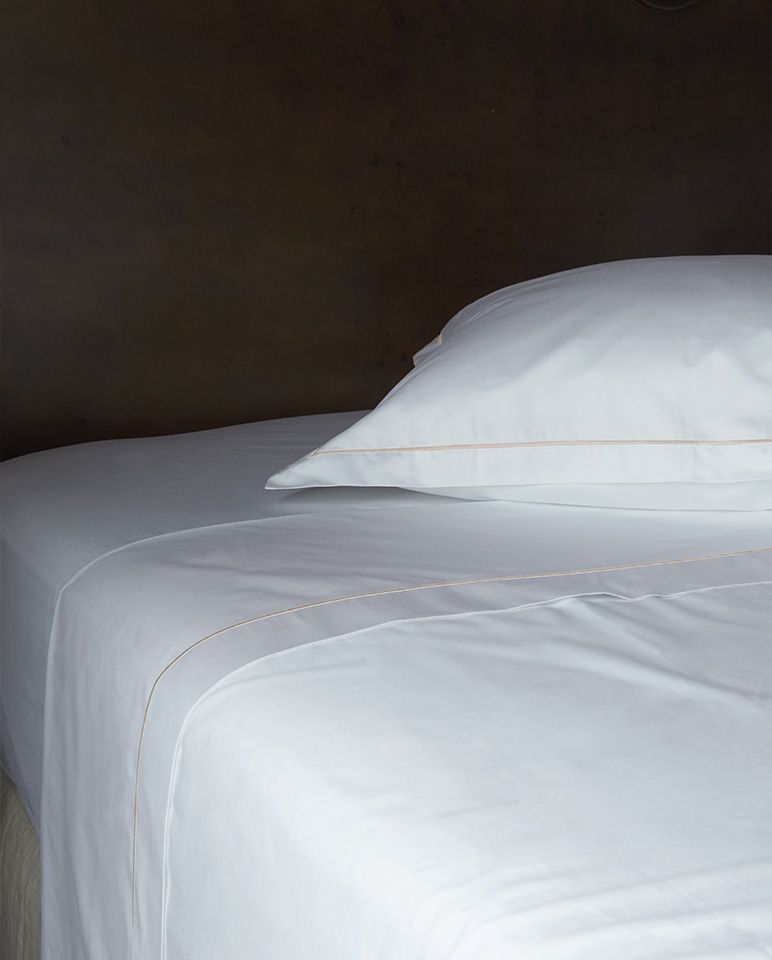 Drap plat en satin | Blanc Bourdon Ecru