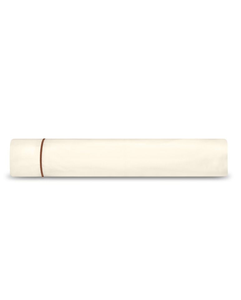 Drap plat en satin | Ivoire Bourdon Brun Noisette