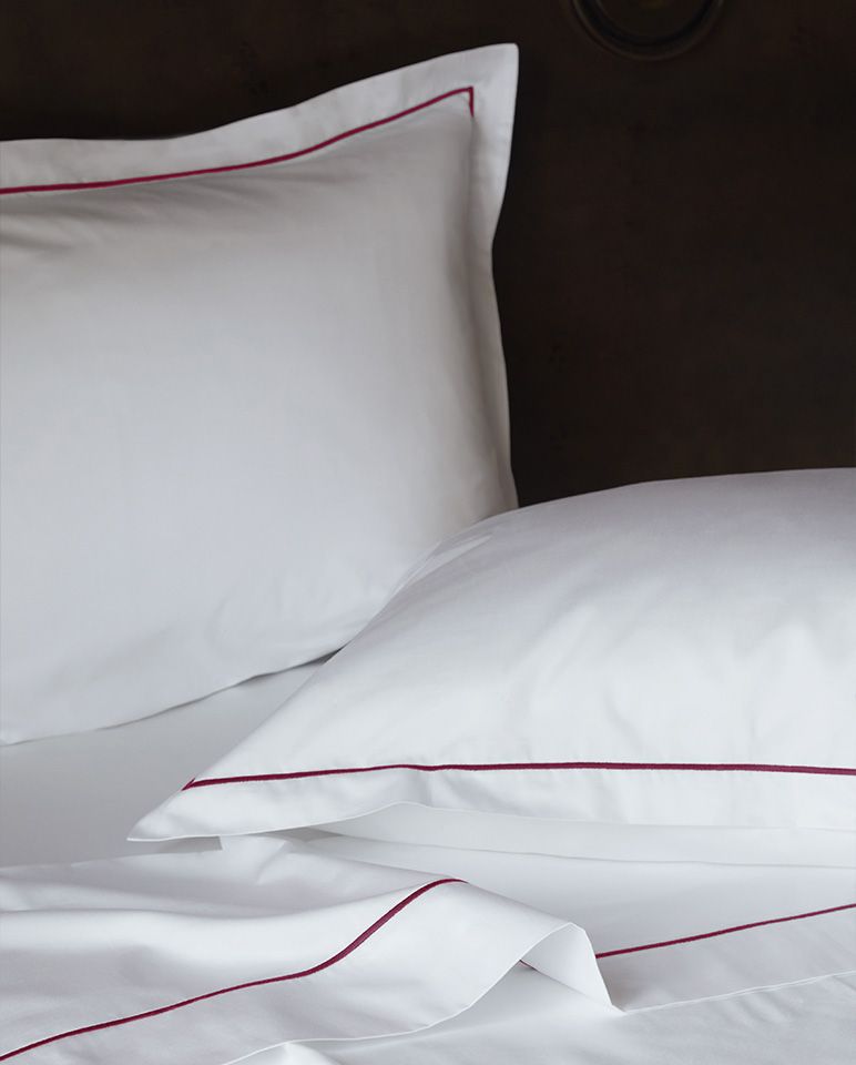 Drap plat en satin | Blanc Bourdon Rouge Basque