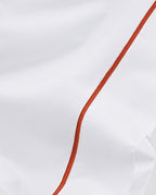 Drap plat Percale de coton Finition bourdon | Blanc Liseré Rouge Brique