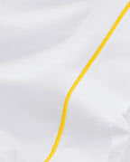 Drap plat Percale de coton Finition bourdon | Blanc Liseré Jaune Mimosa
