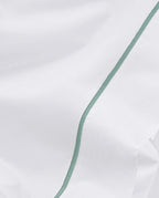 Drap plat Percale de coton Finition bourdon | Blanc Liseré Bleu Givré