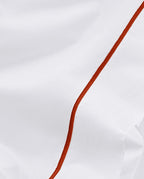 Percale Cotton Flat Sheet with Bourdon Stitching | White with Basque Red Trim