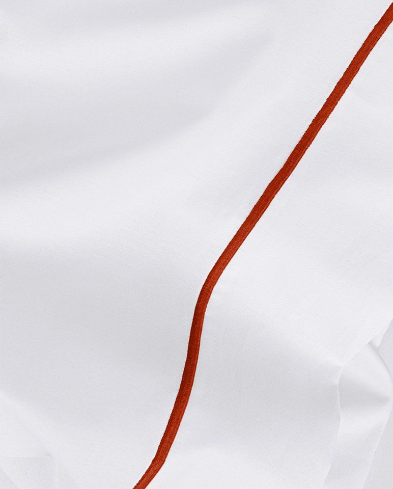 Drap plat Percale de coton Finition bourdon | Blanc Liseré Rouge Basque