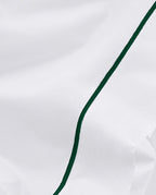 Drap plat Percale de coton Finition bourdon | Blanc Liseré Vert Anglais
