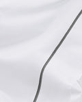 Percale Flat Sheet with Embroidered Trim | White with Storm Grey Piping