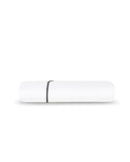 Percale Flat Sheet with Embroidered Trim | White with Storm Grey Piping