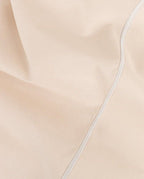 Percale Cotton Flat Sheet with Decorative Stitching | Ecru with White Border