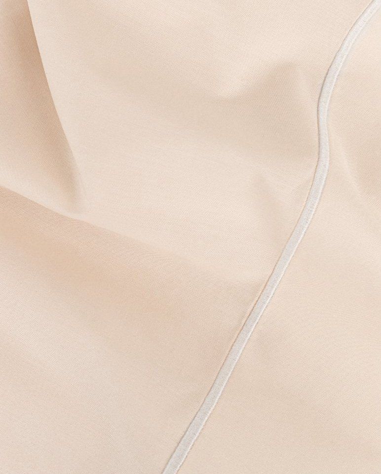 Drap plat Percale de coton Finition bourdon | Ecru Liseré Blanc
