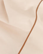 Drap plat Percale de coton Finition bourdon | Ecru Liseré Brun Acquilain