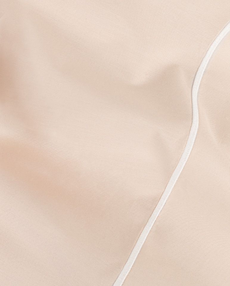 Drap plat Percale de coton Finition bourdon | Nude Liseré Blanc