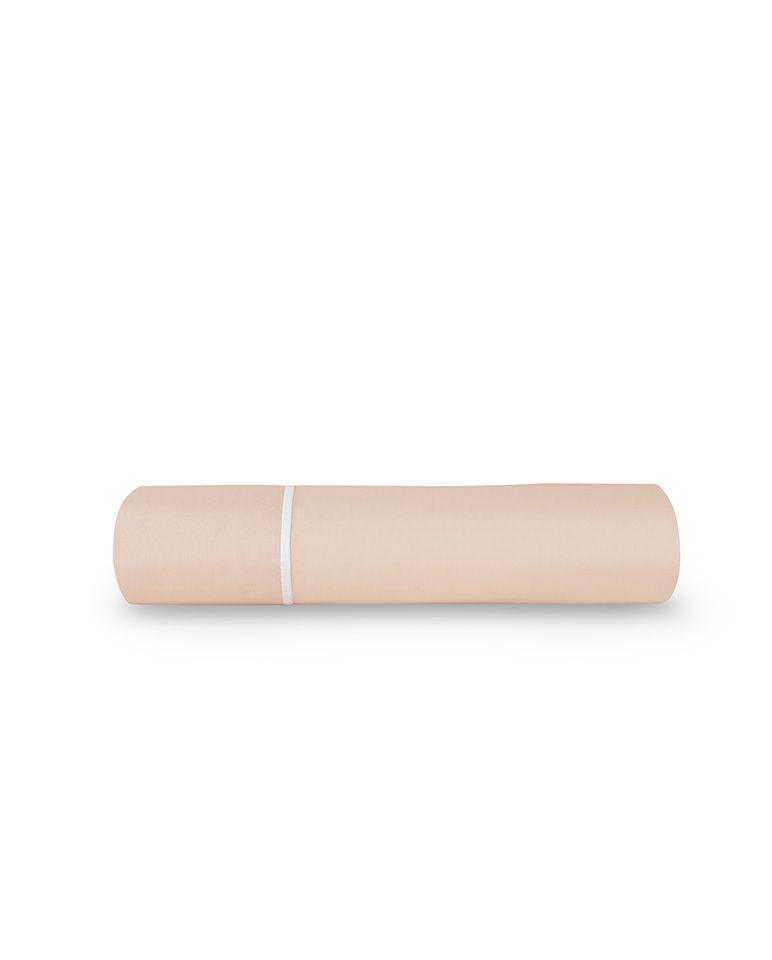 Drap plat Percale de coton Finition bourdon | Nude Liseré Blanc