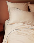 Drap plat Percale de coton Finition bourdon | Nude Liseré Noir