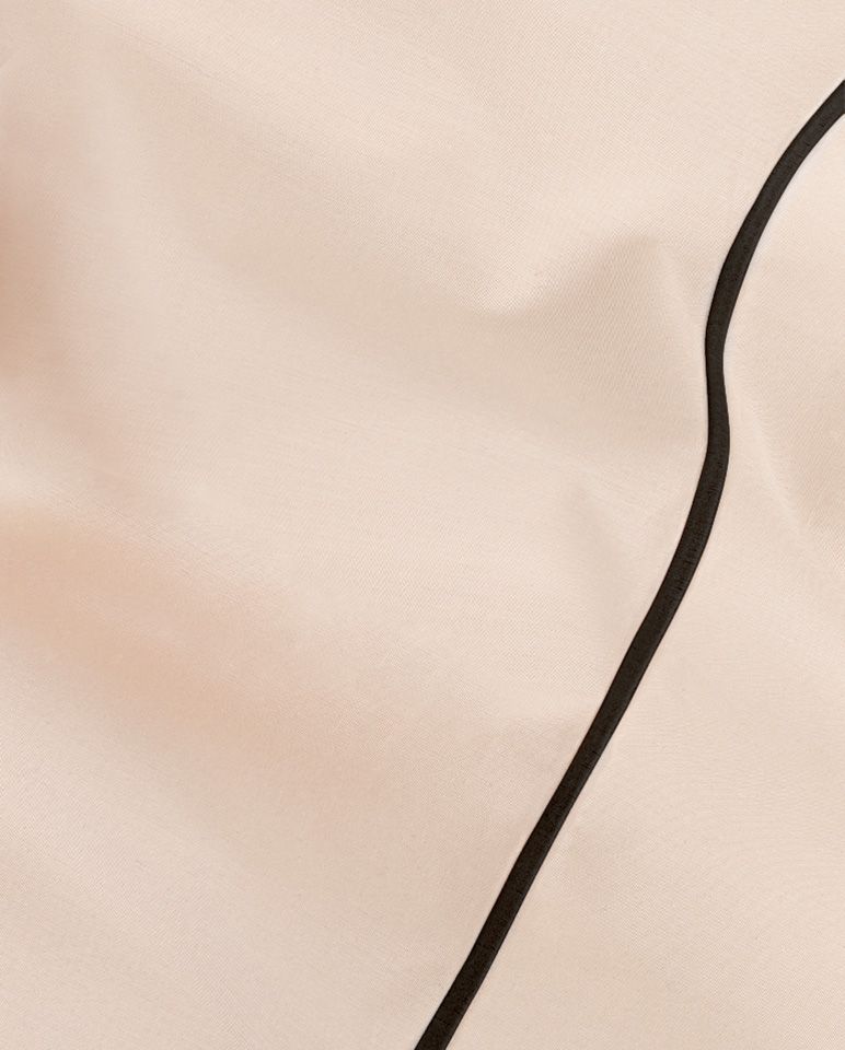 Drap plat Percale de coton Finition bourdon | Nude Liseré Noir