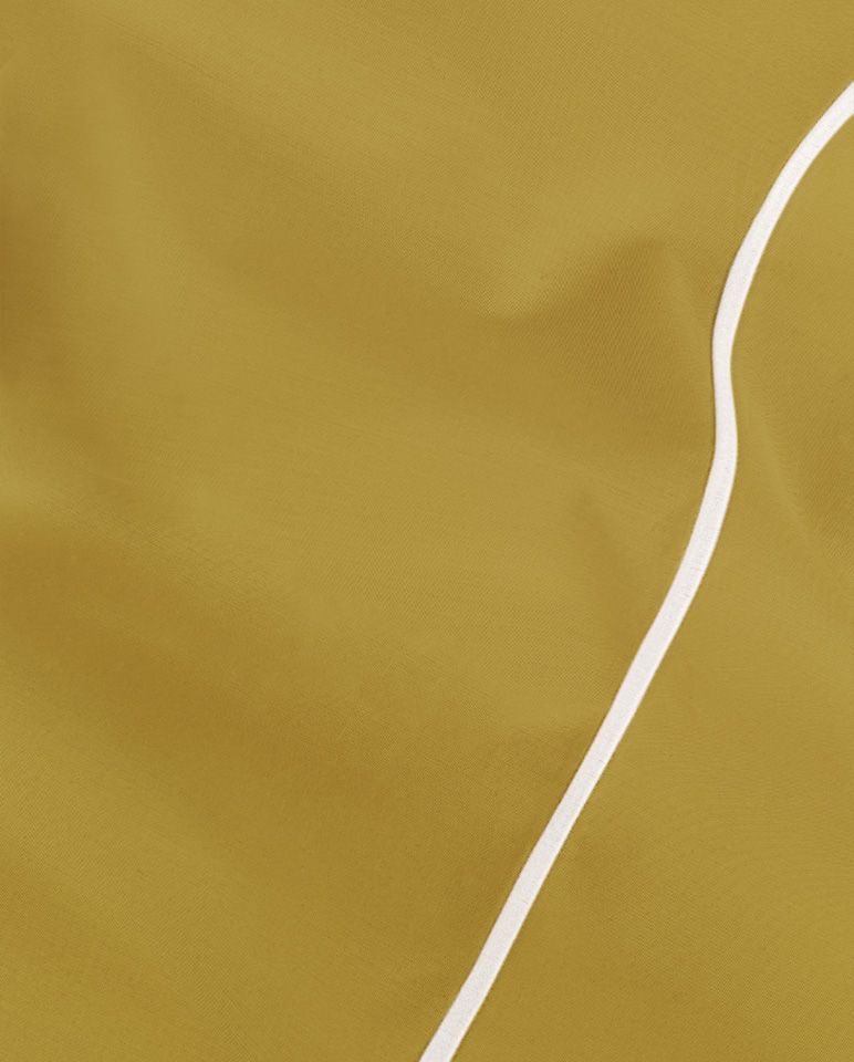 Flat sheet Cotton percale Piping finish | Bronze Green with White Border