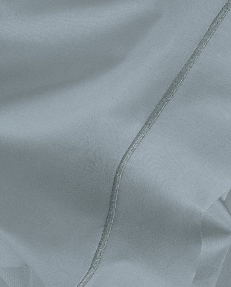 Drap plat Percale de coton Finition bourdon | Gris Liseré Gris